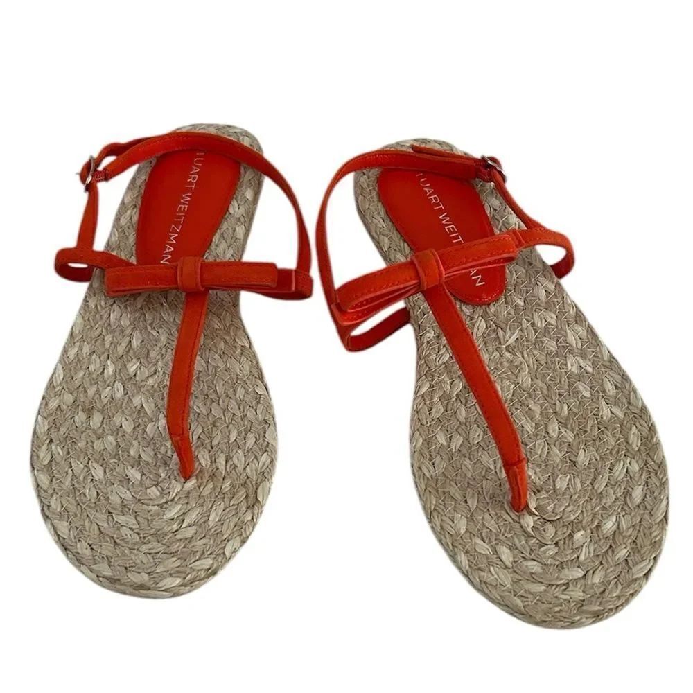 Stuart Weitzman , Felicity Slingback Espadrille Sandal, Orange, Size 9.5, NWT